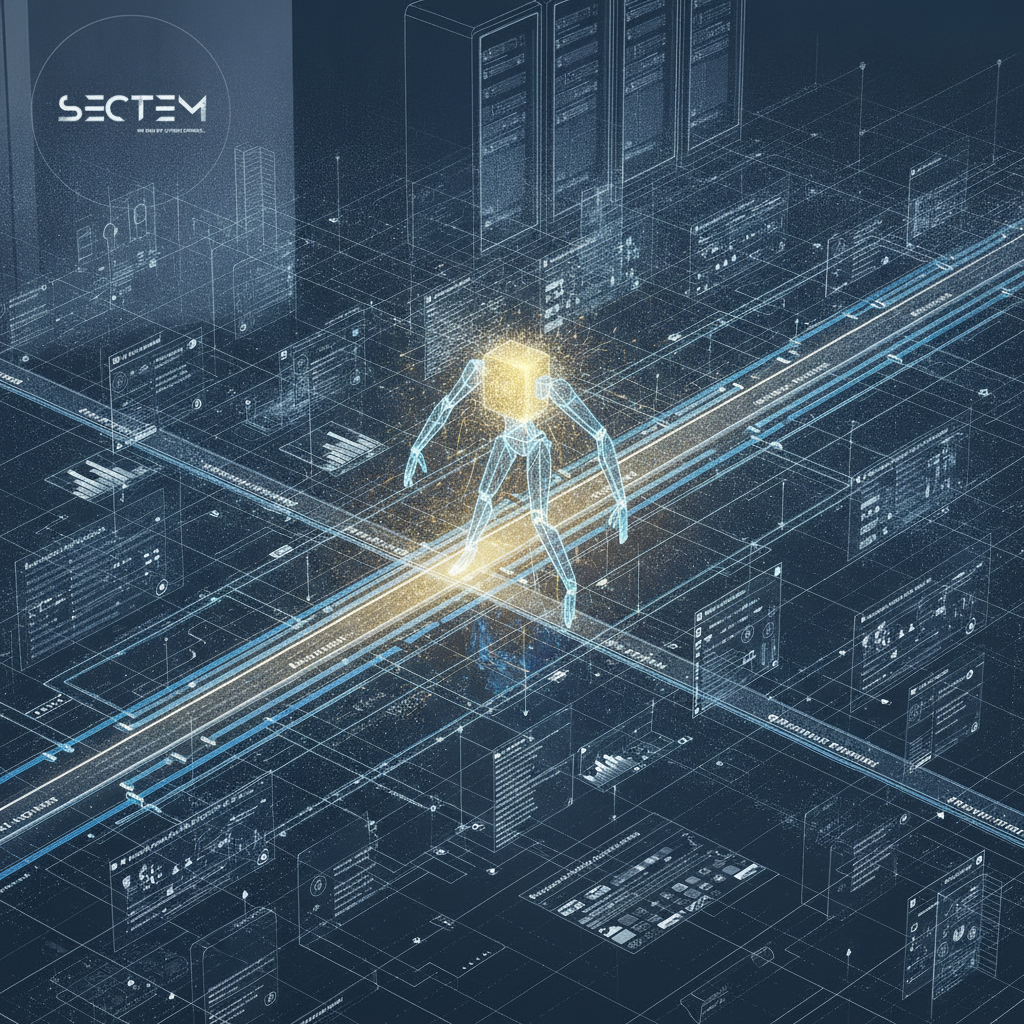 A conceptual representation of an autonomous AI agent navigating a complex web of financial data and revenue streams