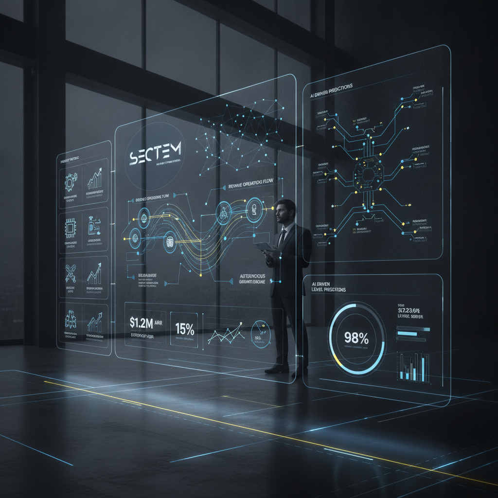 A dashboard showing unified data intelligence streams driving autonomous growth